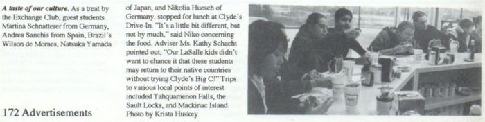 Clydes Drive-In - Yearbook Mention (newer photo)